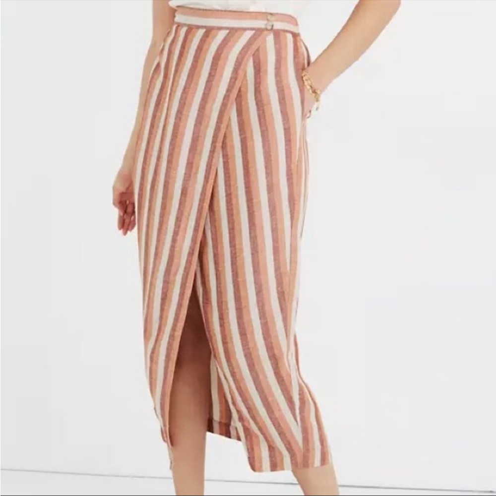 Madewell linen blend wrap skirt